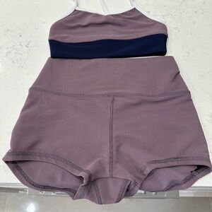 FIVE Danceware Ribbed Purple and Navy Two-Piece Activewear Set
